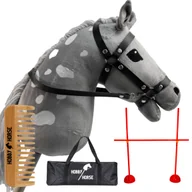 Maskotki i pluszaki - ZESTAW HOBBY HORSE KOŃ NA KIJU A4 + PRZESZKODA DO SKAKANIA 120 CM + GRZEBIEŃ [M-H407-Z1] - miniaturka - grafika 1