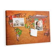 Tablice i flipcharty - Kolorowy Organizer - Tablica Korkowa z Pinezkami - Mapa Świata z flagami 60x40 cm - miniaturka - grafika 1
