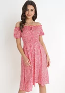 Sukienki - Czerwona Bawełniana Sukienka Hiszpanka w Kwiatki Rutani - miniaturka - grafika 1