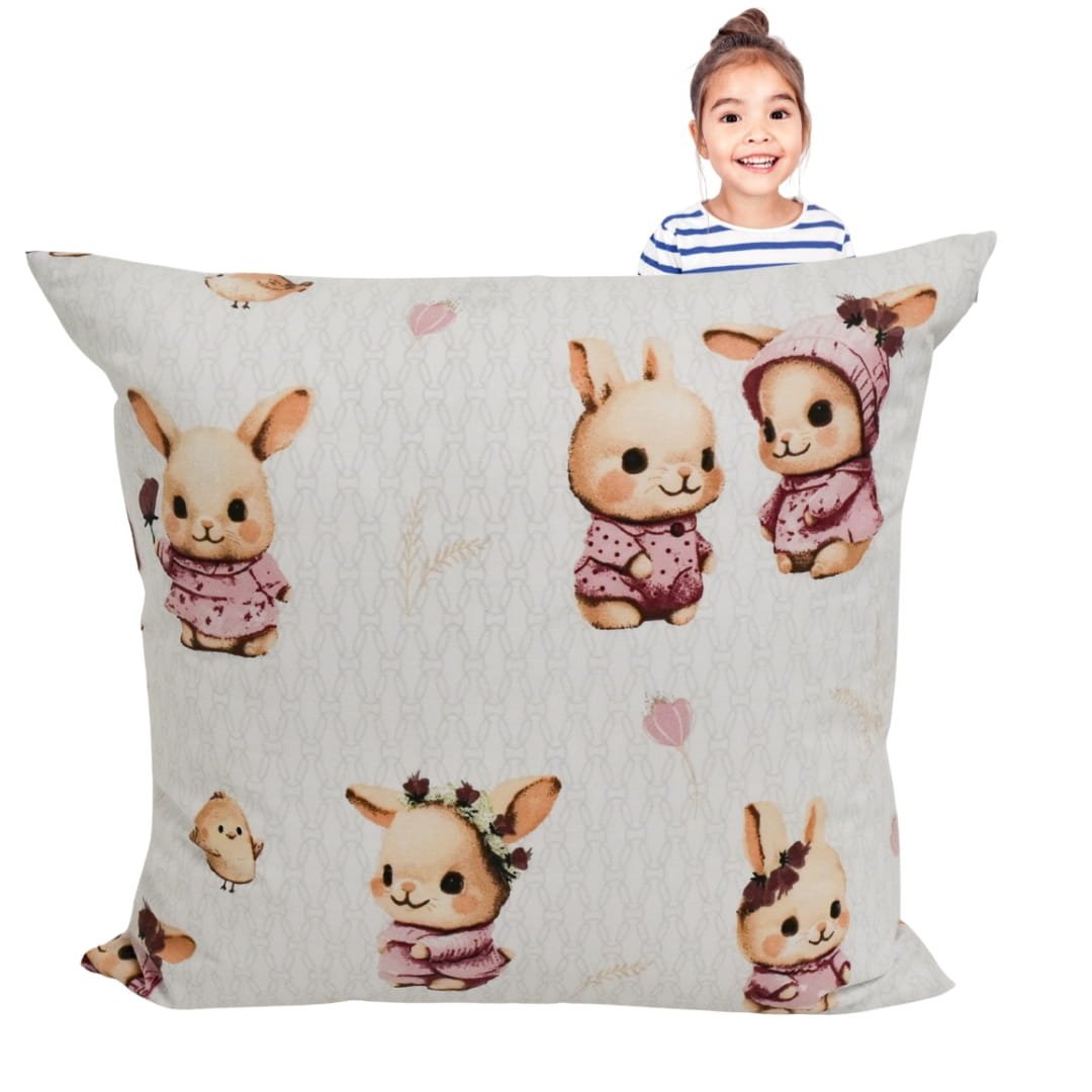 Poszewka Dziecięca 40x40 Bawełniana JAŚ Króliczki Róż