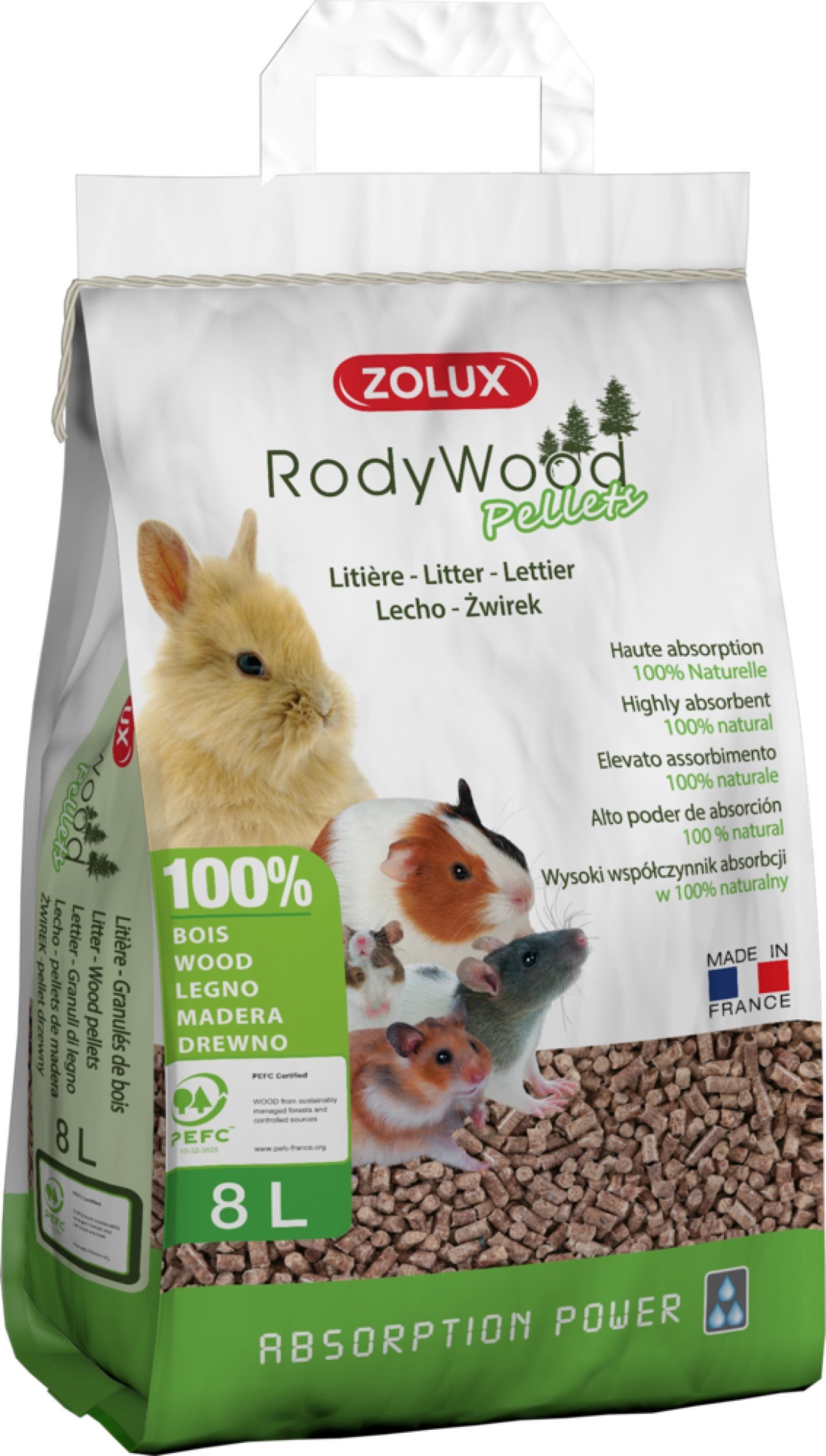 ZOLUX Pellet żwirek dla królika i gryzoni RodyWood 8 l