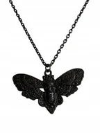 Łańcuszki - Gotycki Naszyjnik Łańcuszek z Ćmą Ćma Czarna Goth Haloween Vintage Prezent - miniaturka - grafika 1