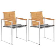 Fotele i krzesła ogrodowe - Krzesła ogrodowe z poduszkami, 2 szt., drewno tekowe i stal - miniaturka - grafika 1