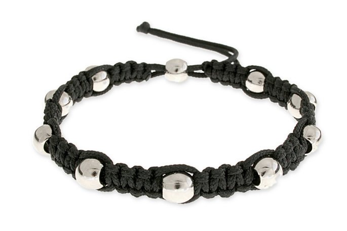 Bransoletka Z Koralikami Czarna Regulowana