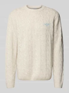 Sweter z dzianiny z wyhaftowanym logo - Swetry męskie - miniaturka - grafika 1