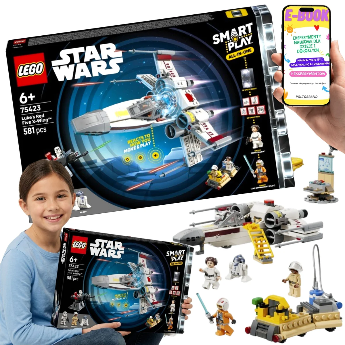 LEGO Star Wars SMART Play X-Wing Czerwona Piątka Luke'a 75423 Interaktywne Klocki ze Światłem i Dźwiękiem