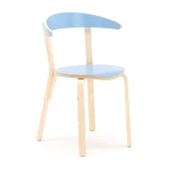 Podnóżki, podpórki, podkładki - Drewniane krzesło do stołówki LINUS, W 450 mm, brzoza, laminat niebieski - miniaturka - grafika 1