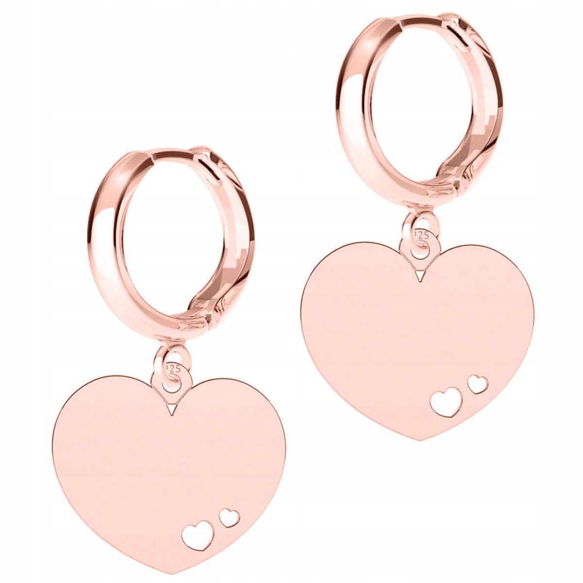 Kolczyki Pozłacane Serca Serduszka Blaszka Heart Serduszko Love SREBRO 925