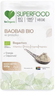 MedicaLine Baobab Bio w proszku 200g BeOrganic witamina C potas wapń magnez adansonia digitata MC153 - Suplementy naturalne - miniaturka - grafika 1