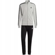 Dresy męskie - Dres męski adidas Basic 3-Stripes French Terry szaro-czarny IC6748 XL - miniaturka - grafika 1