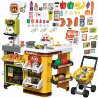 Zabawy w naśladowanie dorosłych - 2 x SUPERMARKET DUŻY SKLEP KOSZYK DLA DZIECI LODÓWKA Z PARĄ WIFI WAGA MATAD - miniaturka - grafika 1