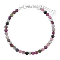 Bransoletki - Damska bransoletka z kolorowymi turmalinami srebrne wykończenie stal szlachetna - Manoki - miniaturka - grafika 1