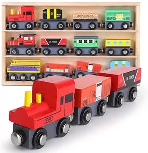 Drewniana Kolejka Pociąg na Magnes Lokomotywa 12elementów U735 - Zabawki interaktywne dla dzieci - miniaturka - grafika 1