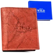 Portfele - Portfel męski skórzany Always Wild pojemny na karty i dokumenty portmonetka na zatrzask, brązowy - miniaturka - grafika 1