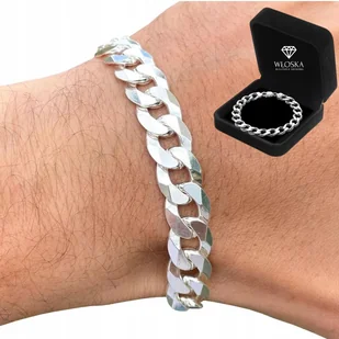 GRUBA Bransoleta Srebrna Męska SREBRO pr.925 Bransoletka 12mm/21cm Pancerka - Bransolety męskie - miniaturka - grafika 1