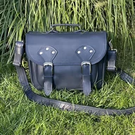 Torebki damskie - Granatowa teczka skórzana na ramię. - miniaturka - grafika 1