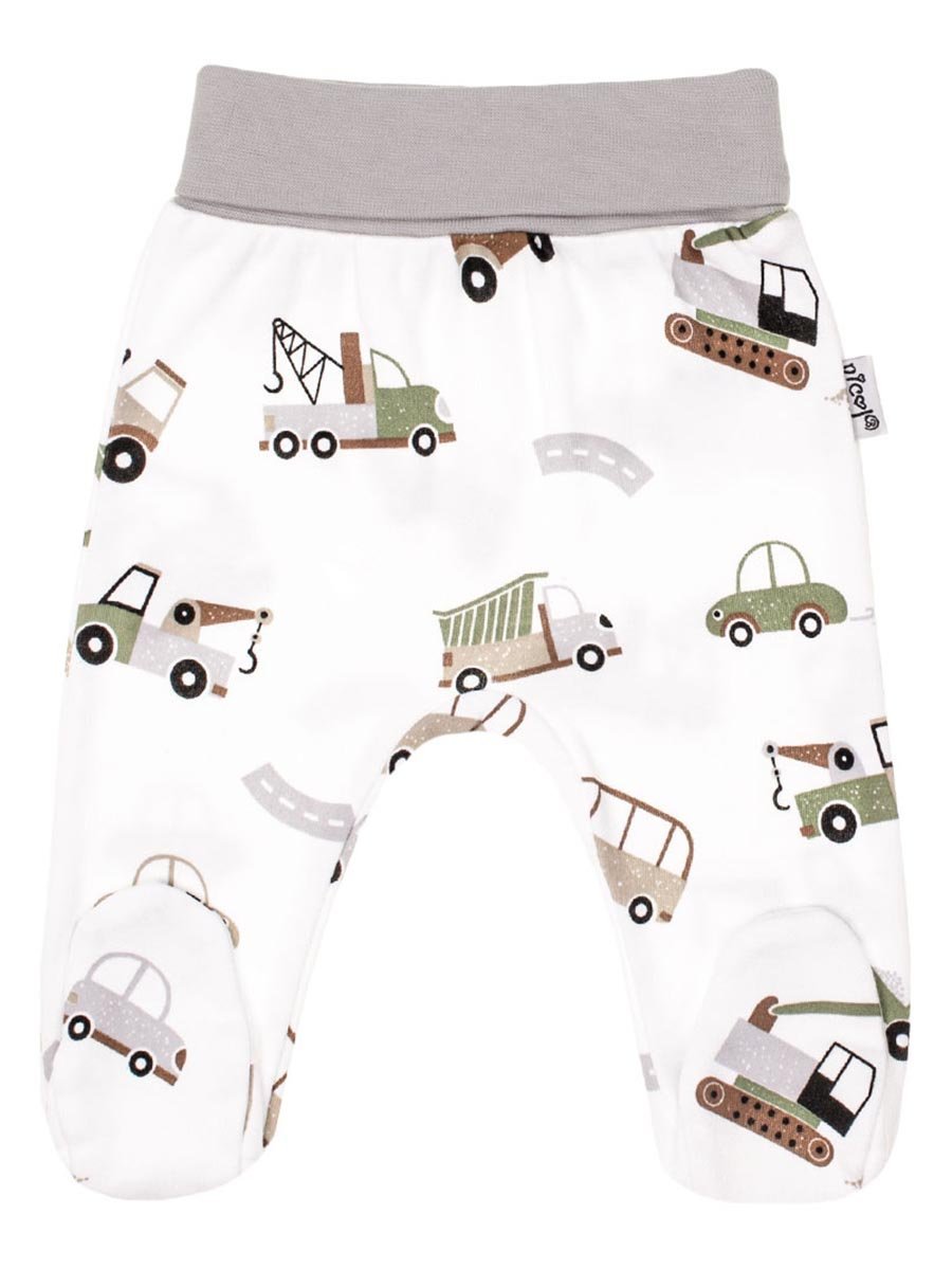 Niemowlęcy półśpioch bawełniany w samochody biały Nicol,r.56