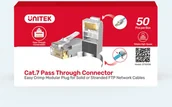 Kostki, złączki, wtyczki - Unitek Wtyk modularny Pass-Through RJ45 Cat. 7, 50szt. - miniaturka - grafika 1