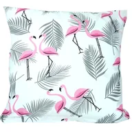 Poszewki na poduszki - Poszewka bawełniana 70x80 cm, Flamingi Liście Szare - miniaturka - grafika 1