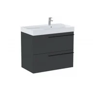 Szafki łazienkowe - ROCA A851913531 ELLA Zestaw łazienkowy UNIK 80 cm z umywalką asymetryczną prawą z 2 szufladami, onyks mat - miniaturka - grafika 1