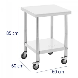 Stół ze stali nierdzewnej na kółkach - 60 x 60 cm - 120 kg ROYAL CATERING 10012806 RCAT-60/60-W - Meble gastronomiczne - miniaturka - grafika 6