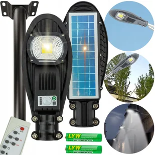 Lampa solarna uliczna latarnia led ogrodowa zewnętrzna 50W pilot + uchwyt - Lampy ogrodowe - miniaturka - grafika 1