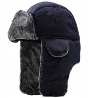 Czapki męskie - Zimowa Czapka Pilotka Uszatka Ciepła Męska Granatowa [Cz2-Grn] - miniaturka - grafika 1