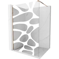 Ścianki i drzwi prysznicowe - Mexen Kioto ścianka prysznicowa 140 x 200 cm, transparent/biały wzór 8 mm, różowe złoto - miniaturka - grafika 1