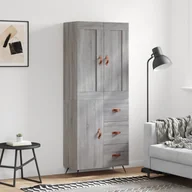 Witryny - Witrynka szary dąb sonoma 69,5x34x180cm materiał drewnopochodny Lumarko! - miniaturka - grafika 1