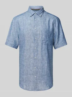 Koszula lniana o kroju regular fit z kołnierzykiem typu button down - Koszule męskie - miniaturka - grafika 1