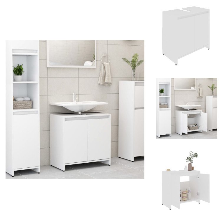vidaXL Szafka łazienkowa biała 60x33x61 cm materiał drewnopochodny - Zestawy mebli łazienkowych