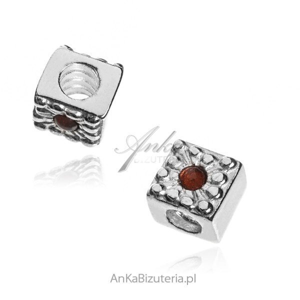 ankabizuteria.pl Charms srebrny z bursztynem do bransoletek modułowyc