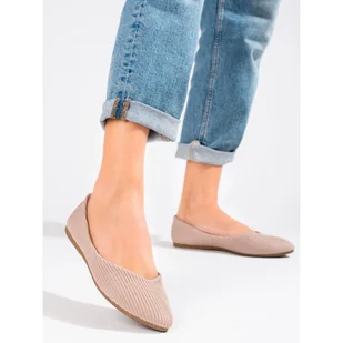 Tekstylne baleriny damskie Vinceza beżowy - Baleriny - miniaturka - grafika 1