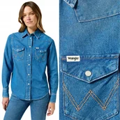 Koszule damskie - Wrangler HERITAGE SHIRT Mid Stone damska koszula jeansowa REGULAR FIT XS - miniaturka - grafika 1