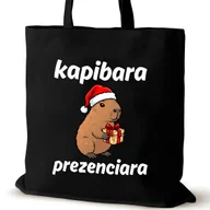 Torby i wózki na zakupy - Czarna torba bawełniana VIRAL na ramię zakupy duża z napisem prezenciara - miniaturka - grafika 1