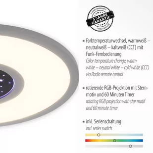 Paul Neuhaus Czarna lampa sufitowa z diodami LED RGBW z pilotem - Plamen - Lampy sufitowe - miniaturka - grafika 4