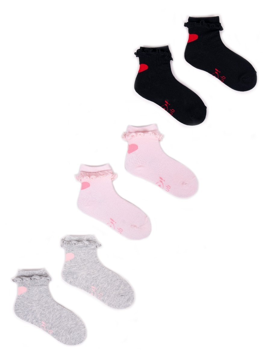 Skarpety dziewczęce z bawełnianą falbanką 3PAK 23-26