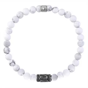 Męska bransoletka kulki biały howlit z ozdobnym elementem - Manoki - Bransolety męskie - miniaturka - grafika 1