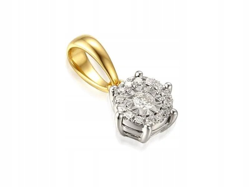 Złota przywieszka 585elegancki wisiorem zdobiony diamentami 0,83g prezent