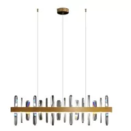Lampy sufitowe - KKST Glamour LAMPA wisząca gold kryształowa OPRAWA sopelki LED 52W 3000K zwis przezroczysty złoty KKSMP0099 gold - miniaturka - grafika 1