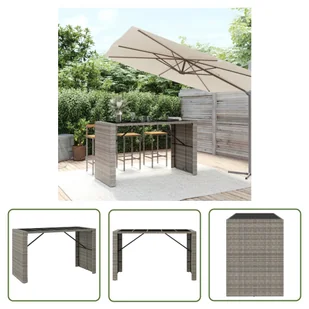 The Living Store Stolik barowy ze szklanym blatem - szary - 185x80x110 cm - Stolik Barowy Ze Szklanym Blatem - Stoły ogrodowe The Living Store Stolik barowy ze szklanym blatem - szary - 185x80x110 cm - Stolik Barowy Ze Szklanym Blatem - Stoły ogrodowe - miniaturka - grafika 1