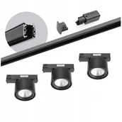 Lampy sufitowe - Zestaw szynowy 3 fazowy szyna 2m, 3x Led 10W Czarny kompletny zestaw - miniaturka - grafika 1