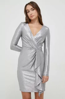 Sukienki - Lauren Ralph Lauren sukienka kolor srebrny mini prosta - grafika 1