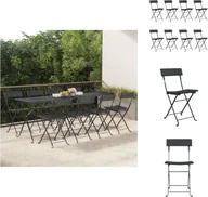 Fotele i krzesła ogrodowe - vidaXL Krzesła bistro 8 szt. Składane krzesła ogrodowe z czarnego polirattanu i stali - miniaturka - grafika 1