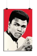 Plakaty - Plakat bokserski - Plakat Muhammad Ali - Czerwone tło - 61x91cm - Idealny do oprawienia w ramkę - miniaturka - grafika 1