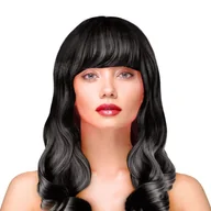 Dodatki do strojów karnawałowych - Peruka imprezowa włosy długie falowane czarne przebranie karnawał urodziny fotobudka - miniaturka - grafika 1
