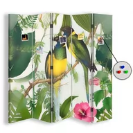 Parawany - Parawan pokojowy FEEBY, Kolorowe ptaki w dżungli, Dwustronny PIN 180x170cm 5-częściowy - miniaturka - grafika 1