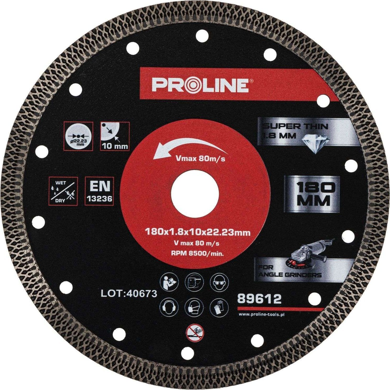 Proline Tarcza diamentowa do cięcia,cienka,180*1.8*10*22.23,