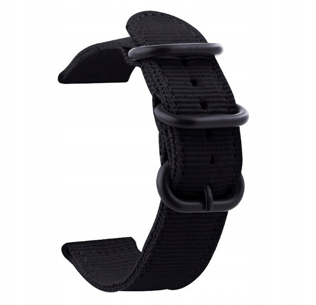 NOWY, CZARNY PARCIANY, NYLONOWY PASEK NATO 22MM + TELESKOPY