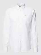 Koszule męskie - Koszula lniana o kroju tailored fit z kieszenią na piersi model 'NELSON' - miniaturka - grafika 1